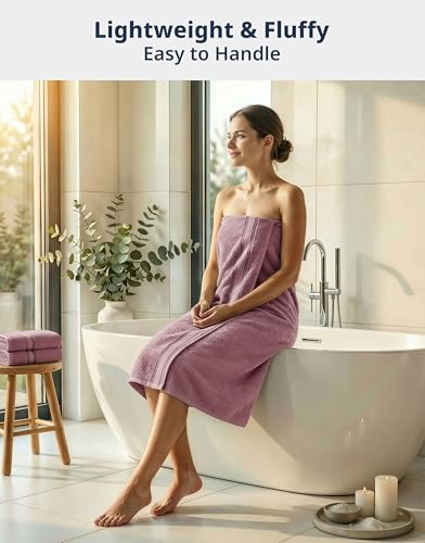 Image of LANE LINEN 100% Cotton Large Bath Towels Set of 4 (28 inchx54 inch) - Zero Twist, Mercerized Cotton Bathroom Towel 4 Pack - Quick Dry, Soft & Absorbent Large Towels Set - Oeko Tex Certified - Wishful Mauve