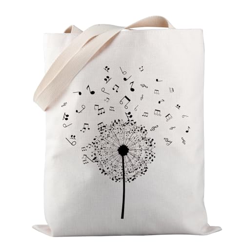 Music Notes Merch Flower Music Tote Bag Music Teacher Tote Bag Music Lover Gift Dandelion Symbols Gift (Flower Music Notes TOTE)