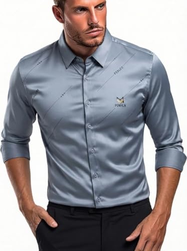 Image of IndoPrimo Men's Premium Satin Shirt for Party, Formal & Casual Wear - Stylish Designer Full Sleeve Shirt for Men