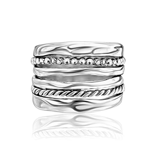 JEAN RACHEL JEWELRY 925 Sterling Silver Ring - Wide Multi Strand Rope & Bead Vintage Design - Hypoallergenic, Lead & Nickel Free Jewelry - Artisan Handcrafted Statement Rings for Women3