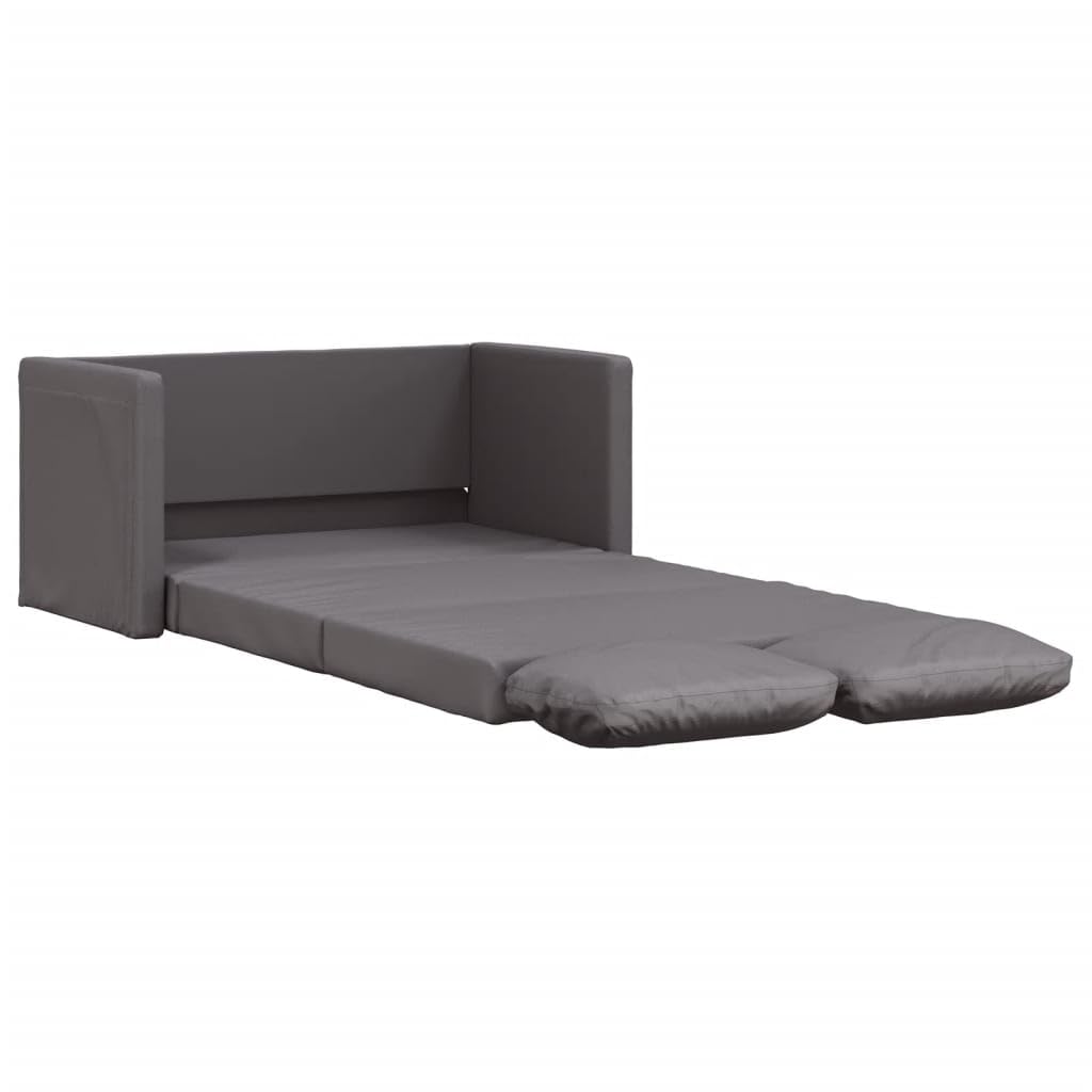 Sofa podłogowa z funkcją spania, szara, 112 x 174 x 55 cm, sztuczna skóra, składana, do salonu i małych pomieszczeń