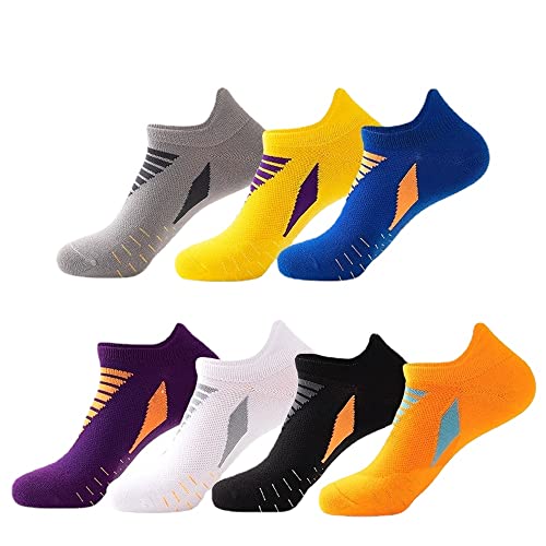 Drincoshow Ankle Socks Men's Socks Running Fitness Athletic Socks Basketball Socks Men's Boat Socks Women's Socks (Men's And Women's 36-44 Average Size,Purple Base Orange) #TOP2