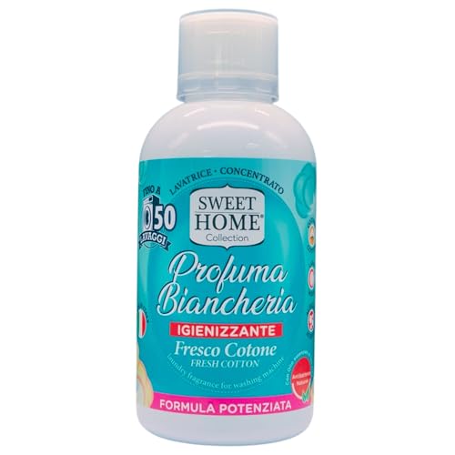 Profuma Biancheria Igienizzante FRESCO COTONE, Formula Potenziata. Con Olio Essenziale Di Tea Tree, Antibatterico Naturale. Dura Fino a 50 Lavaggi 250ml (Unità)
