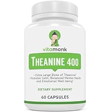 VitaMonk L Theanine 400mg Supplement - L-Theanine 400mg with No Artificial Fillers - Extra Strength L Theanine Supplement - Ltheanine 60 Capsules