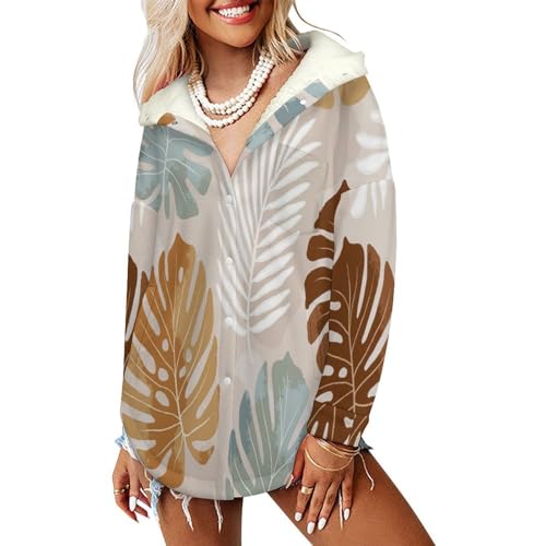 Manteaux à capuche femmes monstera chaud et blouson polaire confort