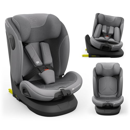 Kinderkraft I-GROW 2 PRO Silla de coche, I-SIZE 40-150 cm, Isofix, Silla coche bebé, para niños, Ajustable, Sillade, RWF, FWF, Universal para coche, Asiento, 360º, Grupo 0+/1/2/3, 0-36 kg, Gris