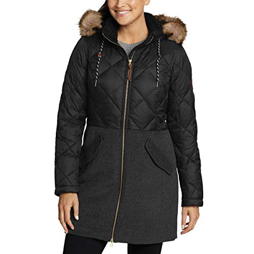 Eddie Bauer Women's Lanely Hybrid Down Parka, Black Regular XL