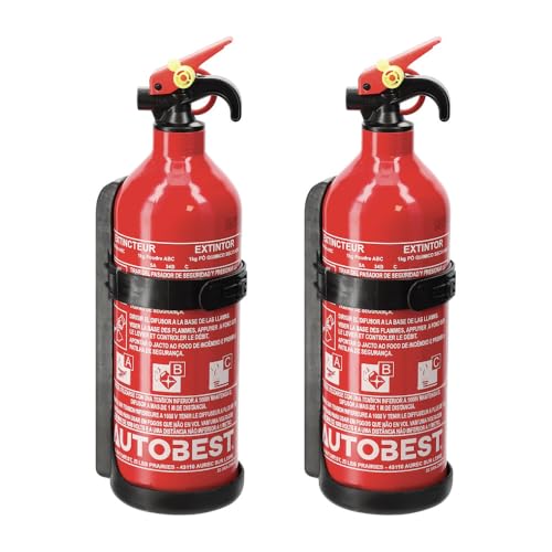 Autobest Lot de 2 extincteurs 1kg à Poudre Classe ABC