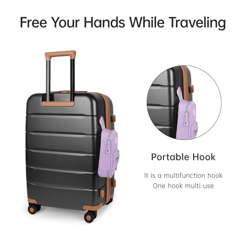 Expandable 20% Luggage,24 Inch Hardside Suitcase w/Spinner Wheels,Lightweight Hardshell w/TSA LOCK,Travel Luggage for Men Women,24'' Grey3