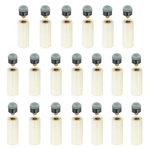 PATIKIL 10mm Dia Screw-on Pool Cue Tips, 20 Set Snooker Billiard Cue Stick Tips Replacement with Pool Cue Ferrules, Grey