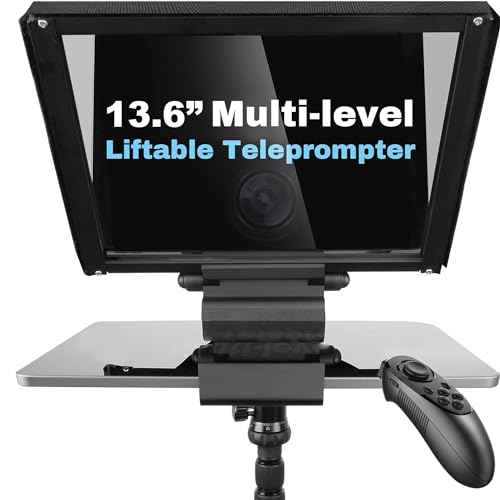ILOKNZI 13.6-inch Aluminum teleprompter for Camera, Freely Adjustable Screen, Accommodates 12.9-inch Tablets, with Remote Control and Free Exclusive apps by ILOKNZI - Used condition - US$52.87