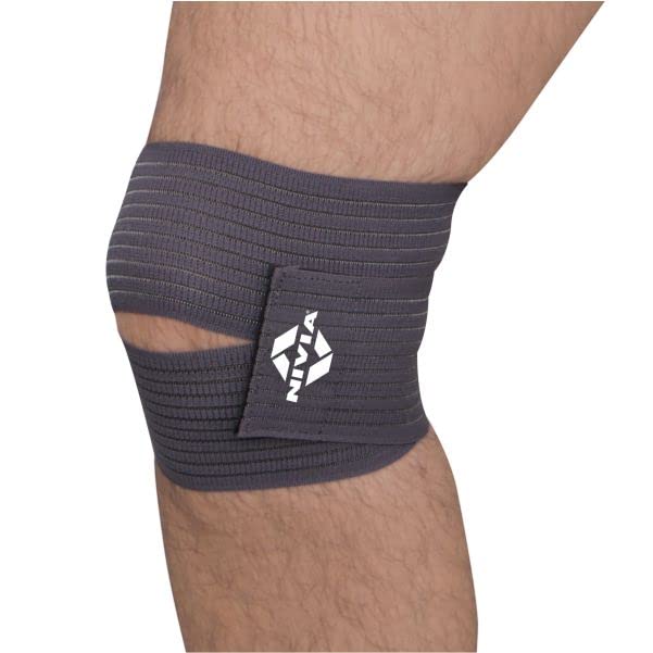 Nivia Compression Knee Straps with Velcro, Knee Braces & Sleeves, For Compression & Circulation Fit in S | M | L | XL & Grey Color, Used for All kind of impact Sports