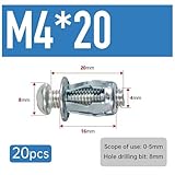 20pcs M4x20 Hollow Door Fixings – Carbon Steel Cavity Anchors for Aluminum, Steel, Iron & Plastic Sheets – Short Profile Wall Fixings for Mirrors, Shelves & Hollow Doors (Silver) - Image 2
