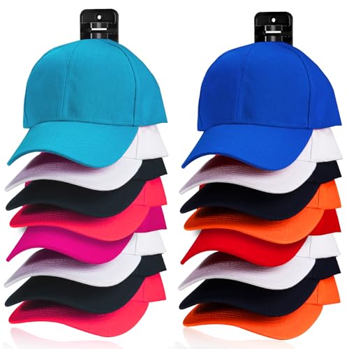 Nzcvuias 2-Pack Hat Organizer for Baseball Caps?Hat Holder Organizer Display for Wall?Wall Mounted Hat Hooks Hold up to 16 Hats for Closet Door and Bedroom (Black)