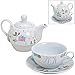 matches21 Tea for One Tee zestaw upominkowy z jelenia i prezent biały/kolorowy/złoty porcelana - dzbanek do herbaty, filiżanka i talerz