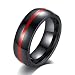REVEMCN 8mm Black Stainless Steel Thin Line Polished Finish Wedding Band Ring for Men Women, 4 Color (Red, 10)