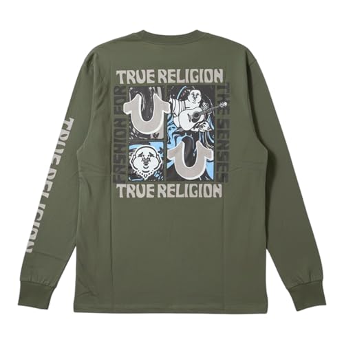 True Religion Men's Egypt Graphic Logo Long Sleeve Tee 700821, Kalamata, Large
