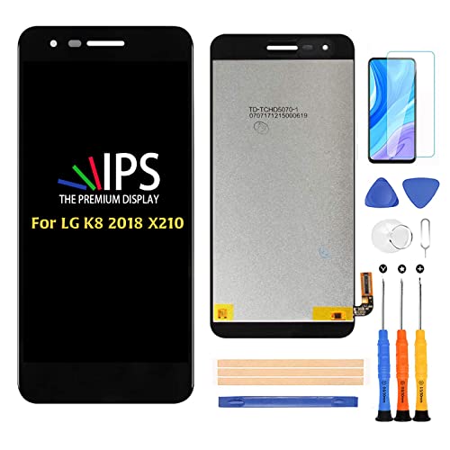 A-MIND For LG Rebel 4 LTE Screen Replacement,for K8 2018 X210 / LG Rebel 4 LTE L212 L212VL L211BL L212BL Display LCD Panel Repair Parts Kit,with Screen Protector+Tools (Black)