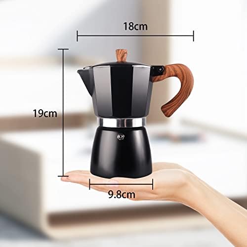 VINEKRAFT Moka Pot, Espresso Maker, Aluminium Stove Top Coffee Maker with a Coffee Clip Spoon, 300ml/6 Cups