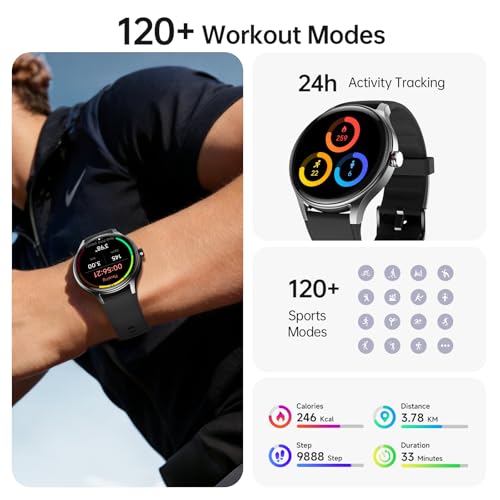 Image of Woneligo Smart Watch for Men Women,1.57inch AMOLED Touchscreen Fitness Watch for iPhone & Android,Heart Rate /Sp02 /Sleep Monitor,110+ Sport Modes IP68 Waterproof Bluetooth Calls,2 Bands (Black, 1.57)