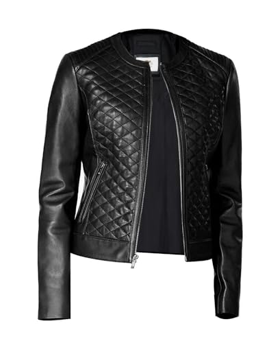 Perfection Personified Stylish Quilted Black Faux Leather Jacket for Women