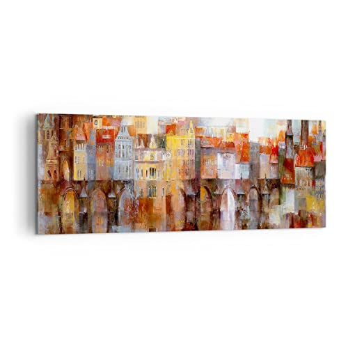 Lienzos decorativos ciudad casa de la vivienda Cuadro Sobre Lienzo Moderno 140x50cm Cuadros Decoracion Salon Dormitorio Cocina Cuadros Pared Imágenes Grande XXL Wall Art Prints Decor AB140x50-3476