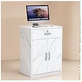 Escritorio de recepción compacto con estante de 16 mm de grosor, rieles silenciosos, bisagras hidráulicas, protección antipellizcos, perfecto para oficina minorista o hogar (23.6 x 15.7 x 35.4