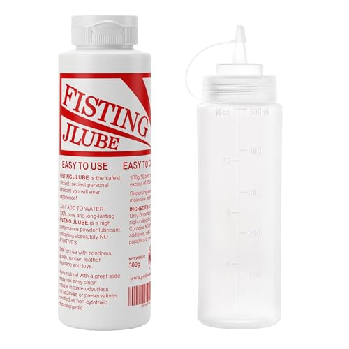 J-LUBE FISTING Powder Mixes with Water One Bottle Makes 16+ Gallons / 60+ litres and More of Lubricant 10.5 oz / 300g + Squeeze Bottle 500ml (1)
