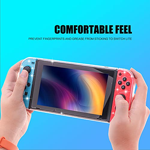Switch Clear Glitter Case, Switch Protective Case With Tempered Glass Screen Protector And Thumb Grip Caps #TOP4