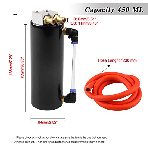 Universal Aluminum Racing Engine Oil Catch Tank Can Kit Turbo Reservoir Billet Round 350Ml Black #TOP2