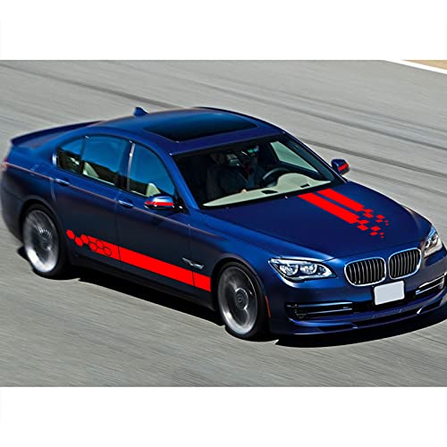 Ramuel Car Racing Body Personalized Auto Body Side Skirt Hood & Rearview Mirror Sticker Decoration Vinyl Stripe Decals Accessories Are Suitable For All Suv Truck Off-Road Vehicle Women (5Pcs Glossy Red) #TOP3