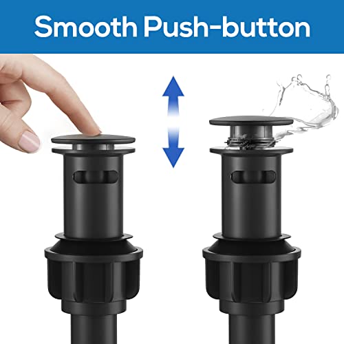 Pop Up Bathroom Sink Drain With Overflow Matte Black Pop Up Drain Stopper Vessel Sink Lavatory Vanity Anti Clog Leak Proofing #TOP2