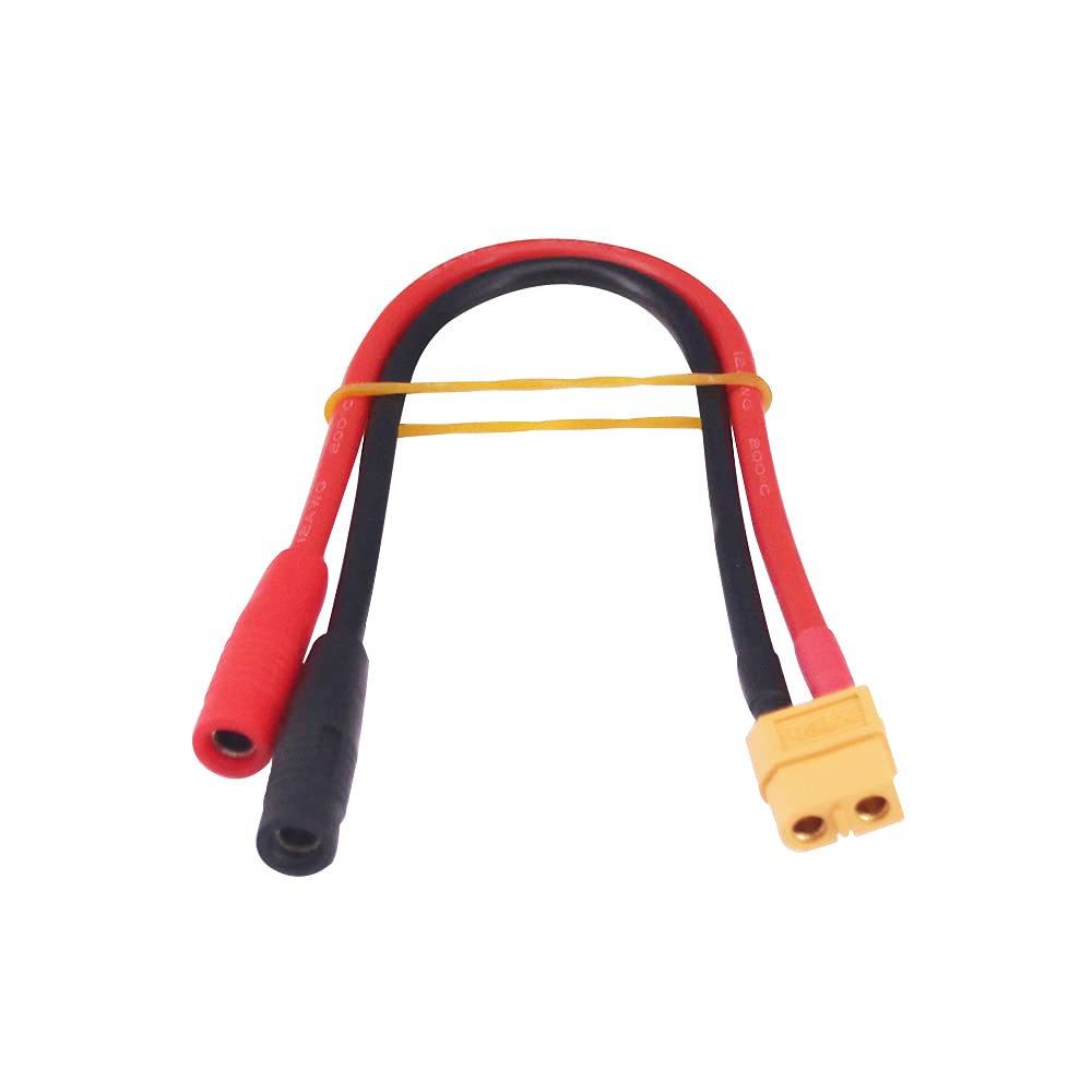FLY RC Lot de 2 câbles adaptateur XT60 femelle vers fiche banane femelle 4 mm 12 AWG 30 cm pour chargeur iSDT