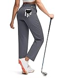 ISEEGZ Fleece Lined Pants Women Winter Golf Pant with Zipper Pockets Pull On Stretch Dressy Travel Work Casual Slacks Dark Grey