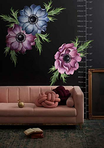 Murwall Anemone Floral Wall Decal Watercolor Bouqet Wall Stickers Flowers Peel N Stick For Livingroom Diningroom Bedroom Cafe Decor #TOP4