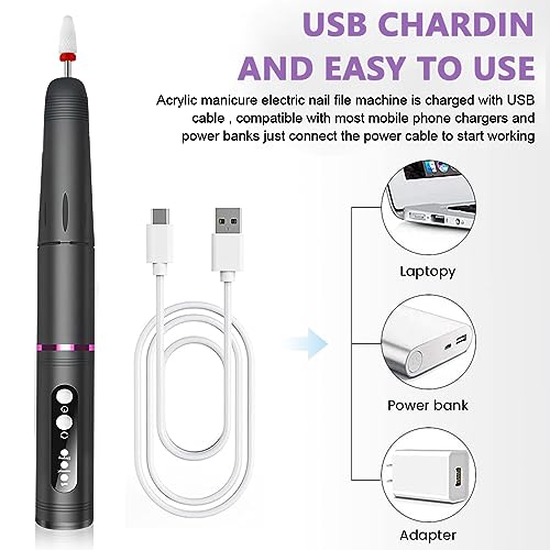 MAYCREATE® Nail Drill Machine with Drill Bit 3 Speeds USB Nail Drill Machine for Acrylic Gel Nail, Salon Nail Drill Machine Portable Manicure Pedicure Drill for Nair Art, DIY... - Image 5