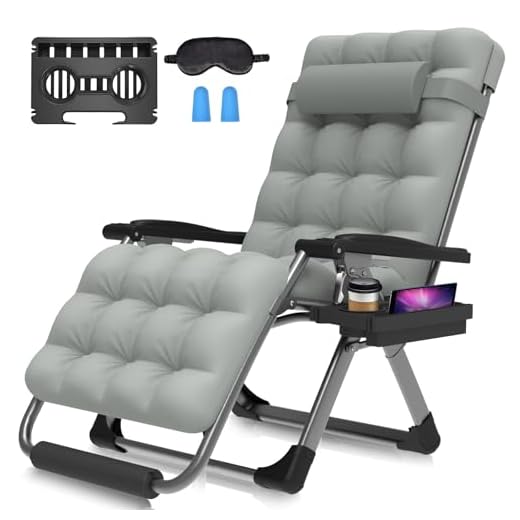 Suteck Oversized Zero Gravity Chair,29In XL Lounge Chair w/Removable Cushion&Headrest, Reclining Camping Chair w/Upgraded Lock and Footrest, Reclining Patio Chairs Recliner for Indoor Outdoor