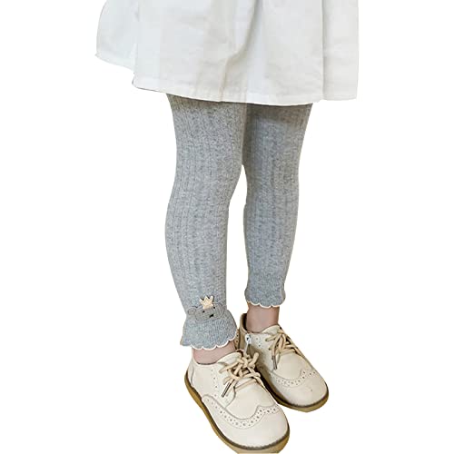 Girls Cute Little Bears Print Leggings Kids Girl Thick Fleece Lined Pants Winter Warm Full Length Tights Pants