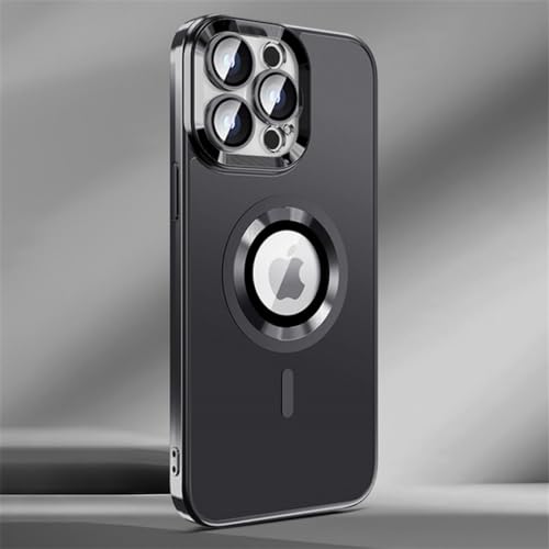 Étui magnétique de luxe pour iPhone 14 Pro Max avec finition placage mat noir élégant