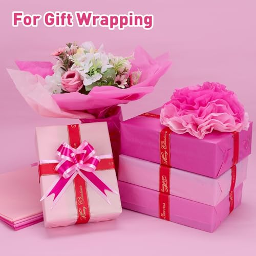 Image of TUXIYA 200 Pcs Pink Tissue Paper for Gift Bags,14 inchX20 inch Tissue Paper Bulk