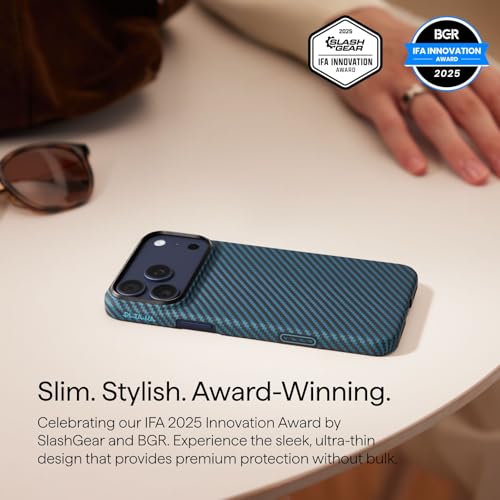 Image of pitaka for iPhone 17 Pro Max Case 6.9 inch, Caseless Feeling, Black /Blue(Twill)
