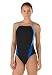 Speedo Women's Endurance+ Launch Splice Cross Back One Piece Swimsuit, Black/Blue, 36