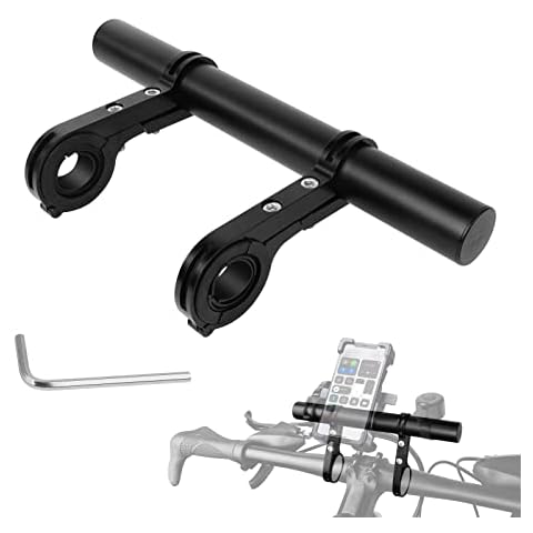 Ainiv 20cm Bike Handlebar Extender with 2PCS Clamp Brackets and 1PC Hex Wrench, Aluminum Universal Bicycle Handlebar Extension for Bicycle Light, Speedometer, GPS Device, Action Camera Cover