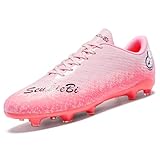 Unitysow Football Boots Men's Astro Turf Trainers Outdoor Football Shoes Kids Teenager Professional Athletics Soccer Shoes Sneakers,Pink,8 UK