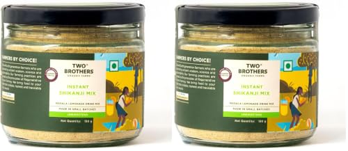 Image of Two Brothers Organic Farms Instant Shikanji Mix - 150g | Essence of Tangy Lemons and Aromatic Farm-Grown Spices in a Ready-To-Mix Powder | Free from Artificial Ingredients (Pack of 2)