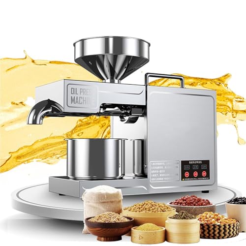 Electric Oil Press Machine, Stainless Steel Oil Extractor, Cold Hot Press, Food Grade, Adjustable Temperature, 3-6KG/h Speed, Essential Oil Expeller