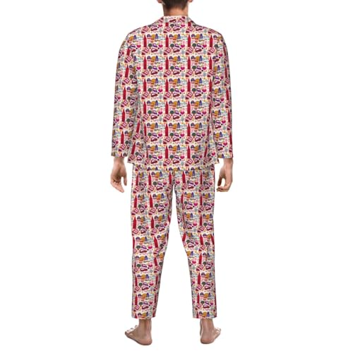 Pyjama long homme avec imprimé journal anglais ensemble nuit confortable - 6