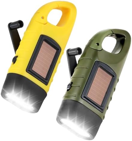 2 Pack LED Torch with Solar Power and Hand Crank, Super Bright Wi...
