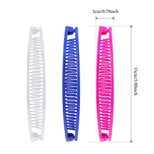 6 Pieces Banana Clip Clincher Combs Banana Combs Grip Comb Fishtail Fish Hair Lady Fish Shape Ponytail Banana Clip Girls Long Women Clamp Accessory (White, Blue, Rosy) #TOP1