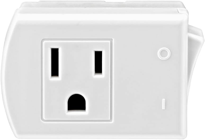 Leviton 1470-W 15 Amp, 125-Volt AC 3-Wire Grounded Switch Tap with ON/OFF Button, White